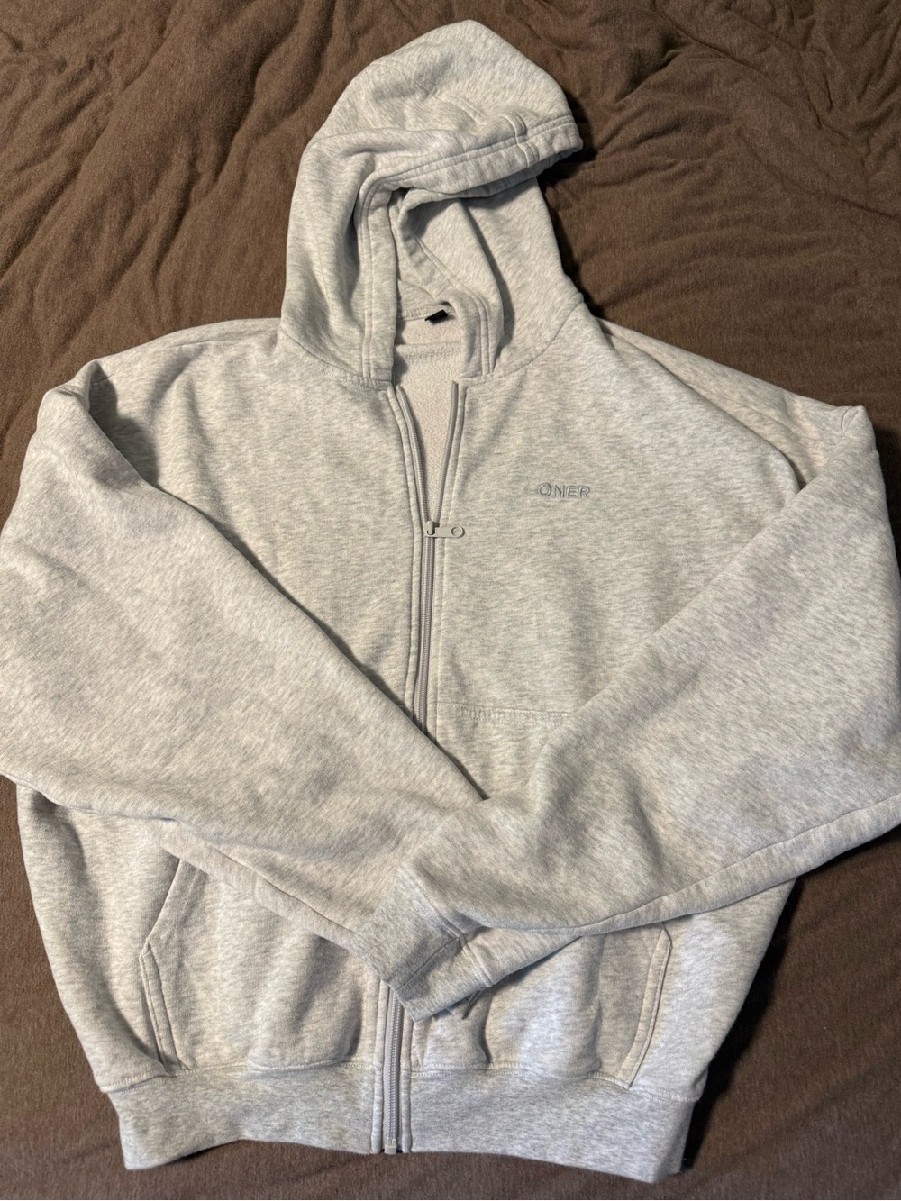 Oner Active Light Gray Full-Zip Hooded Sweatshirt